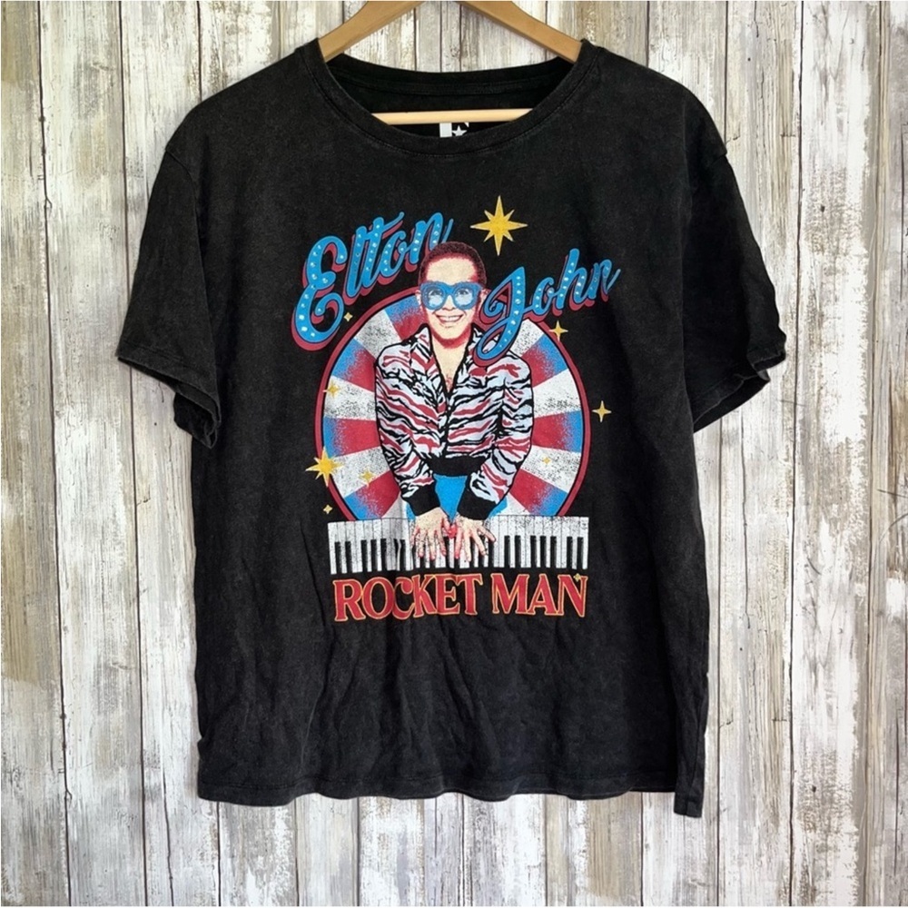 Elton John Rocket Man Black Tee - Picture 2 of 5